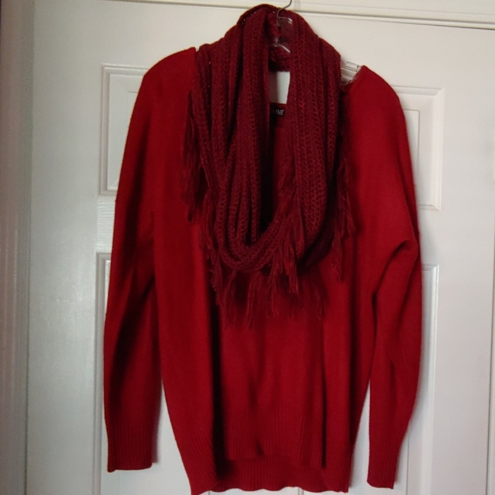 Sweater with infinity scarf